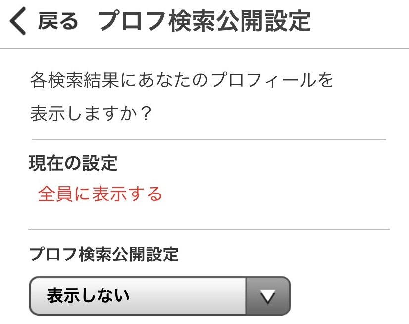 プロフ公開設定
