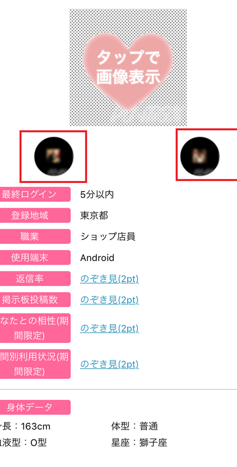 女性のプロフ画像