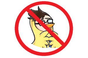 鳥キャラと禁止マークのイラスト