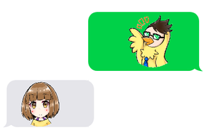 鳥キャラと女の子のイラスト