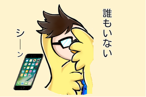 鳥キャラとスマホのイラスト