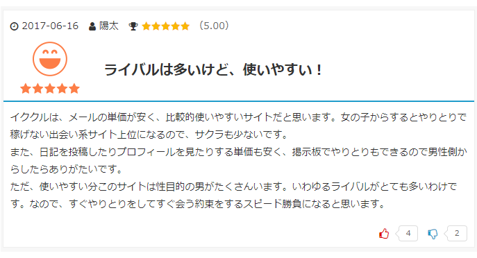 イククルの良い口コミ引用