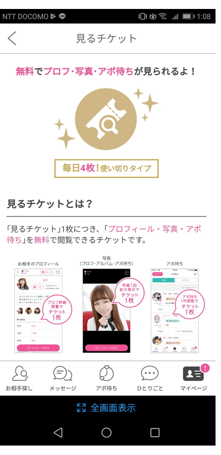 見るチケット説明画面